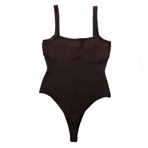 Lulus Tops - Lulus black and metallic thong bodysuit